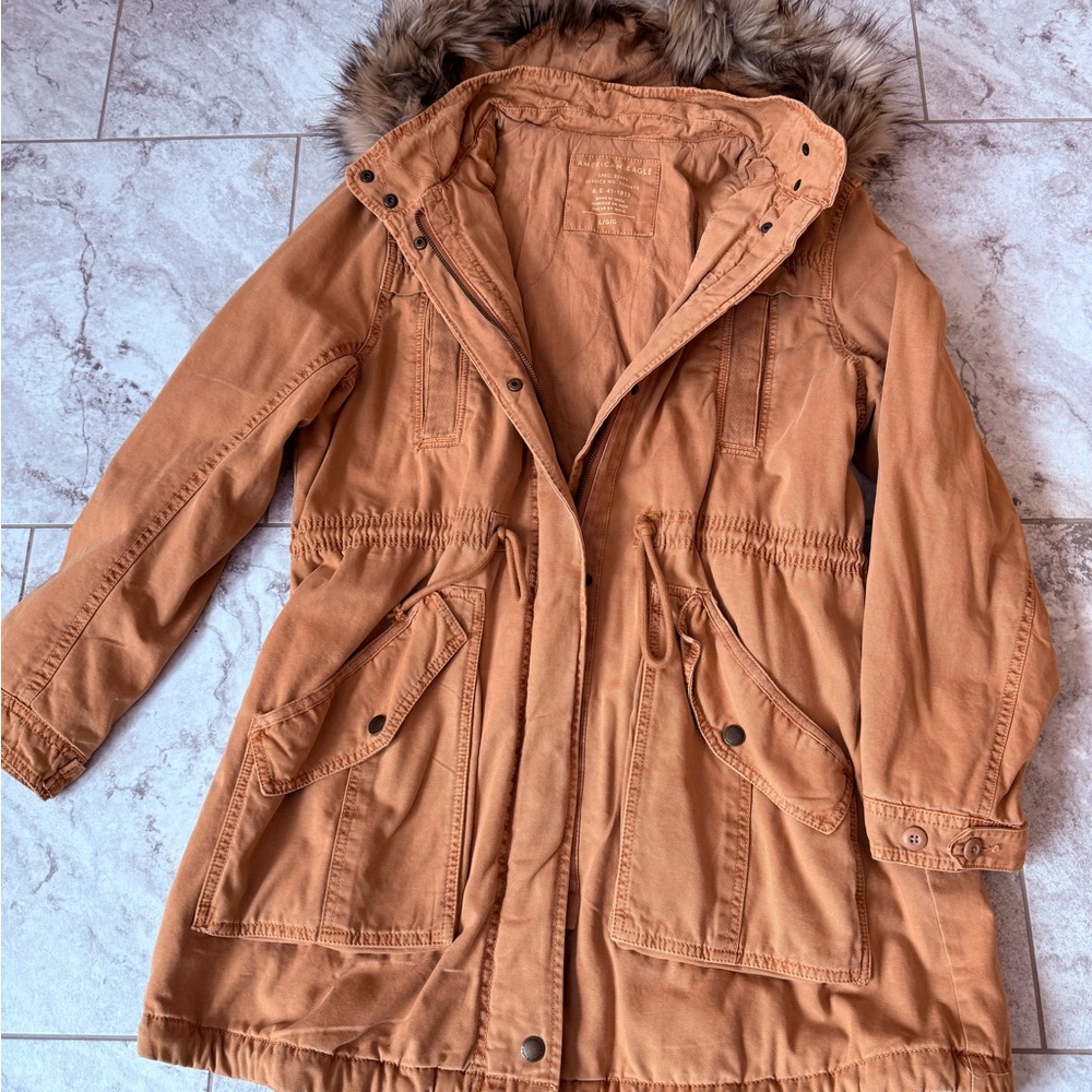 Women's Tan Parka Coat